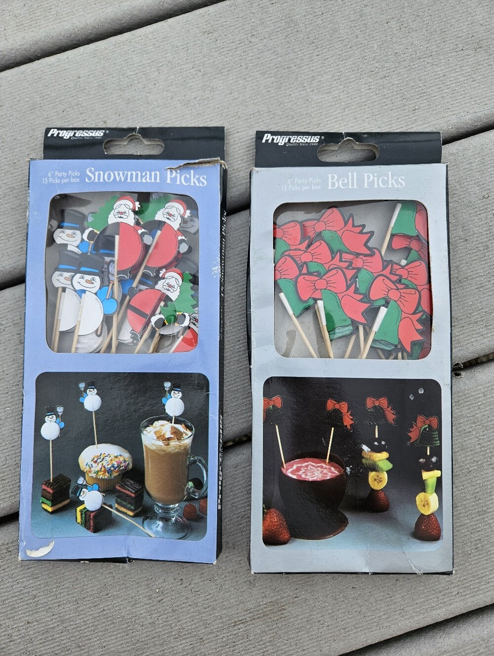 VTG Progressus Christmas Food Picks 3D Tissue Honeycomb Snowman Bells Holiday